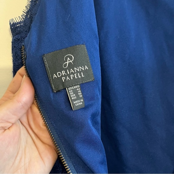 Adrianna Papell Women's 10 Elegant Blue Lace Dress Wedding Guest Romantic Sexy - Picture 2 of 13